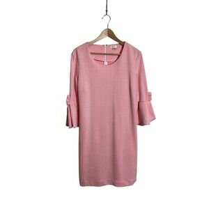 Tyler Boe Large Pink Sydney Bell Sleeves Shift Dress Classic Preppy Girly